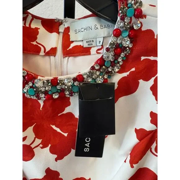 Sachin & Babi | Anna Coral Narcissus Floral Print Sheath Dress - Picture 5 of 6